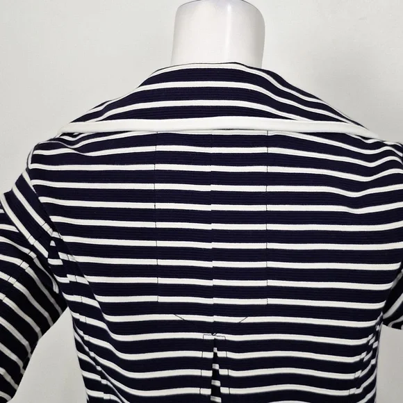 Anthropologie Navy Blue & White Striped Preppy Double Breasted Peacoat Size S - Picture 8 of 13